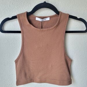 NWT Thakoon Ribbed Cropped Tank, Size Medium, Color Cacao
